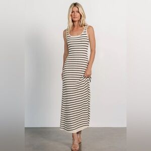 NWT Baltic Born Jesse Ribbed Tank Maxi Dress, Black and White